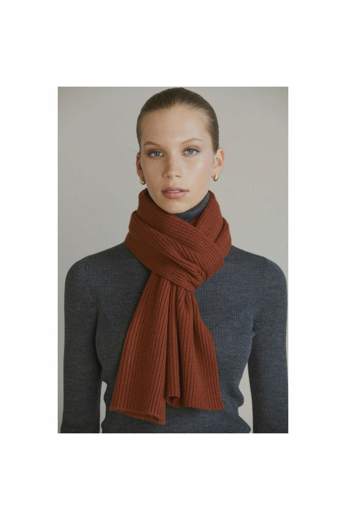 Cashmere Ribbed Scarf | Rust Scarves Laing