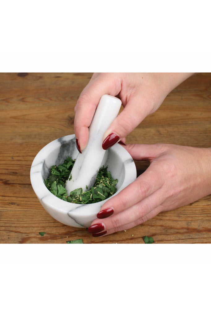 White Marble Mortar & Pestle Kitchen Tools + Utensils RSVP