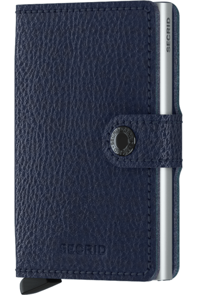 Miniwallet | Vegetable Tanned Leather | 5 Colours Mens Wallets Navy/Silver Secrid