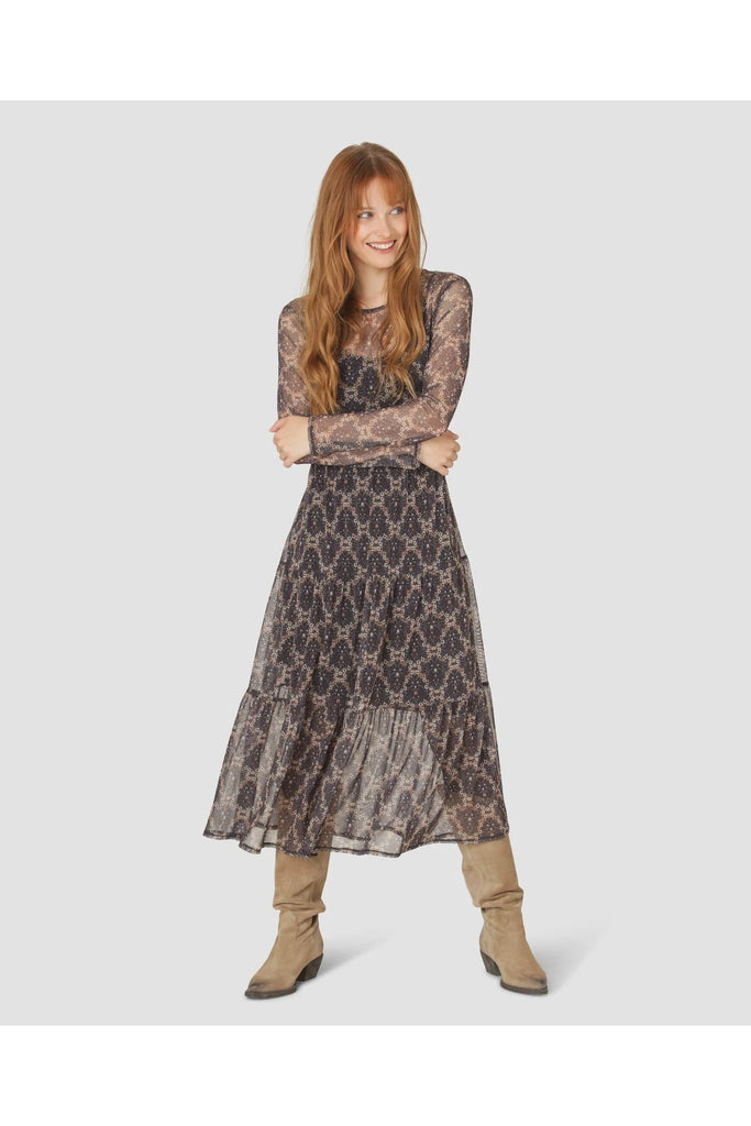 Marta Dress | Black + Brown Midi Dress XS,S,M,L Noa Noa