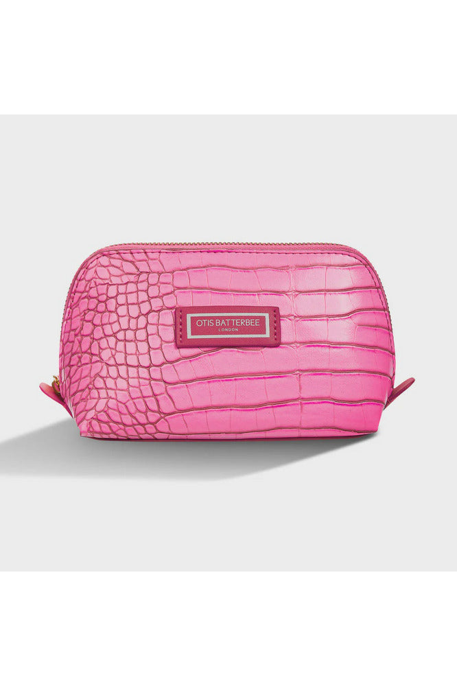 Otis Batterbee Small Beauty Makeup Bag Candy Pink Croc Crisp Home + Wear