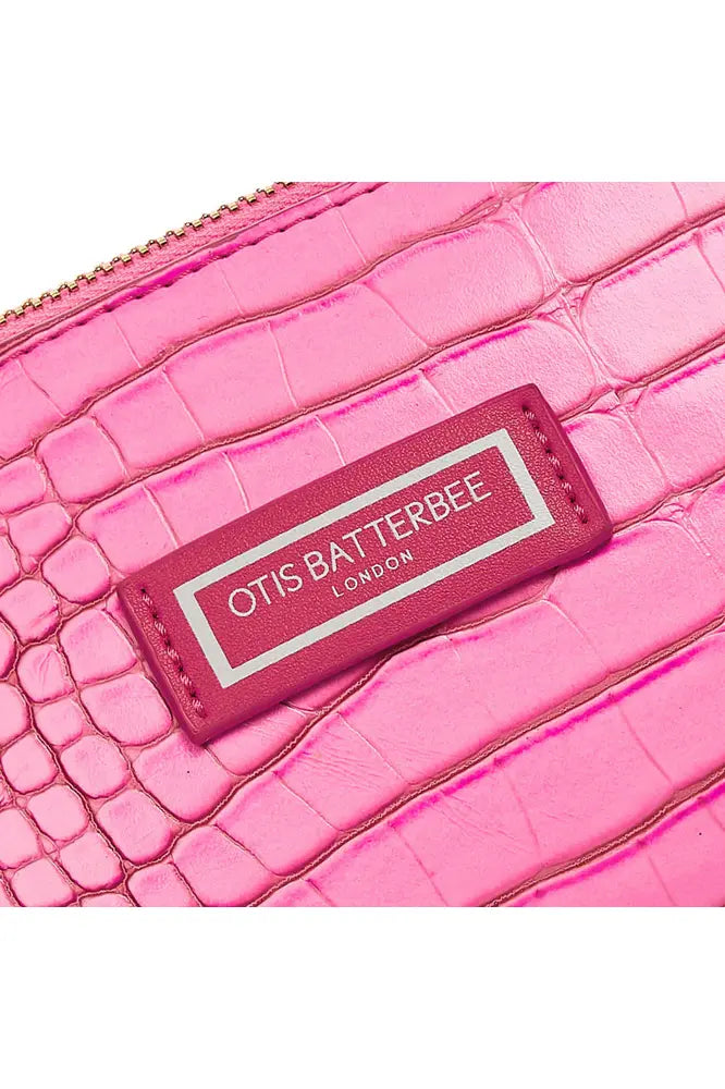 Small Beauty Makeup Bag | Candy Pink Croc Makeup + Toiletry Bags Otis Batterbee