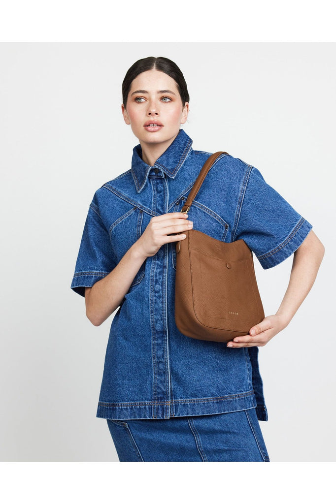 Saben Rosie Shoulder Bag Nutshell Brown Leather
