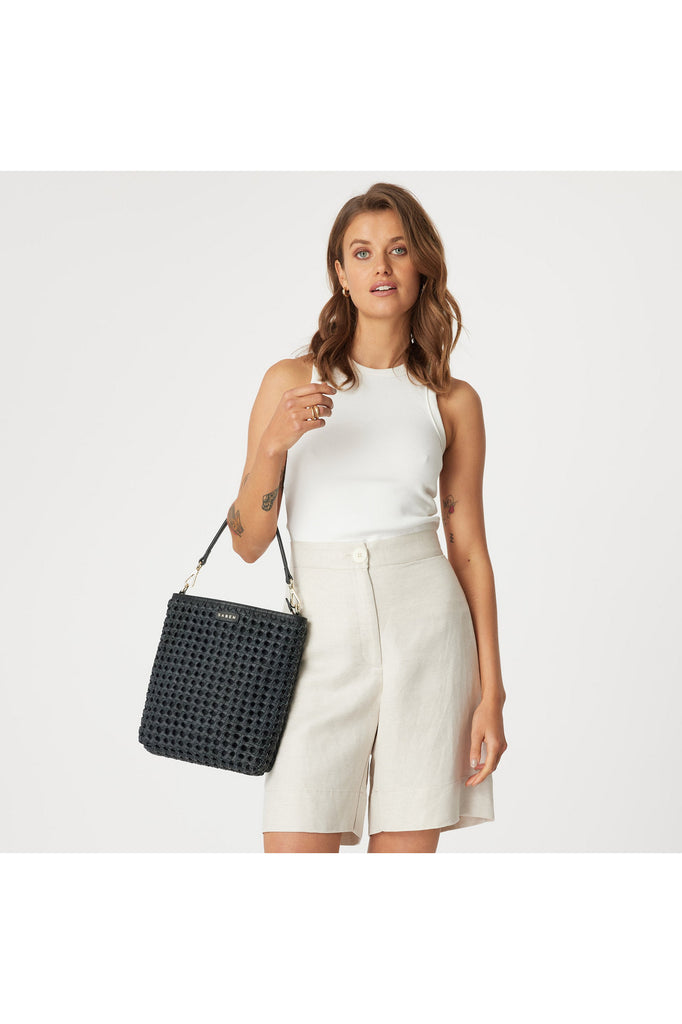 Claudette Crossbody Bag | Black Braid Shoulder + Crossbody Bags Saben