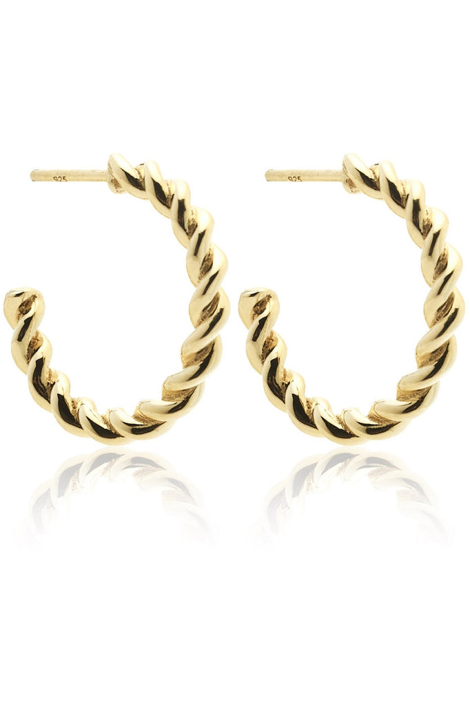 Silk & Steel Gold twist rope hoop earrings
