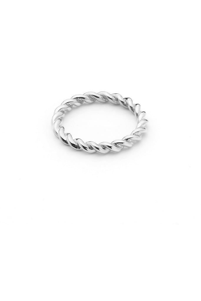 Silk & Steel Twisted Rope Ring Silver