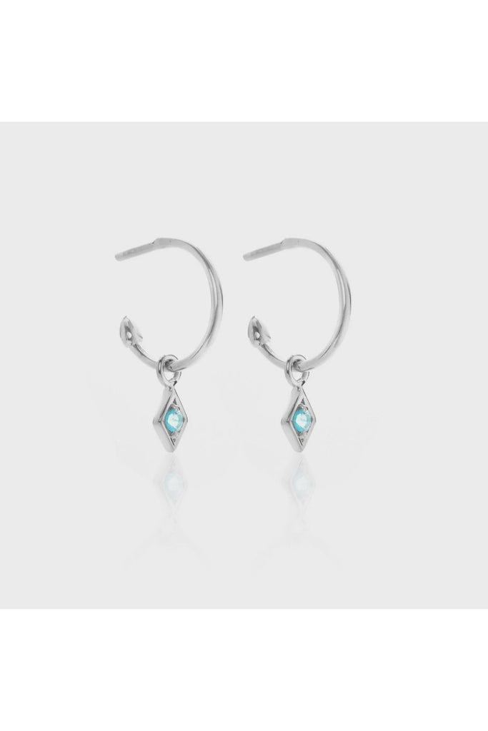 Keepsake Hoop Earrings | Blue Topaz Earrings Silver,Gold Silk & STEEL