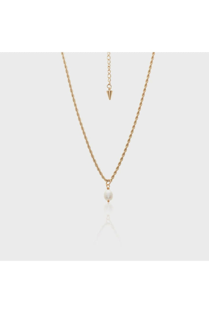 Silk & Steel Tresor Necklace Gold + Freshwater Pearl pendant