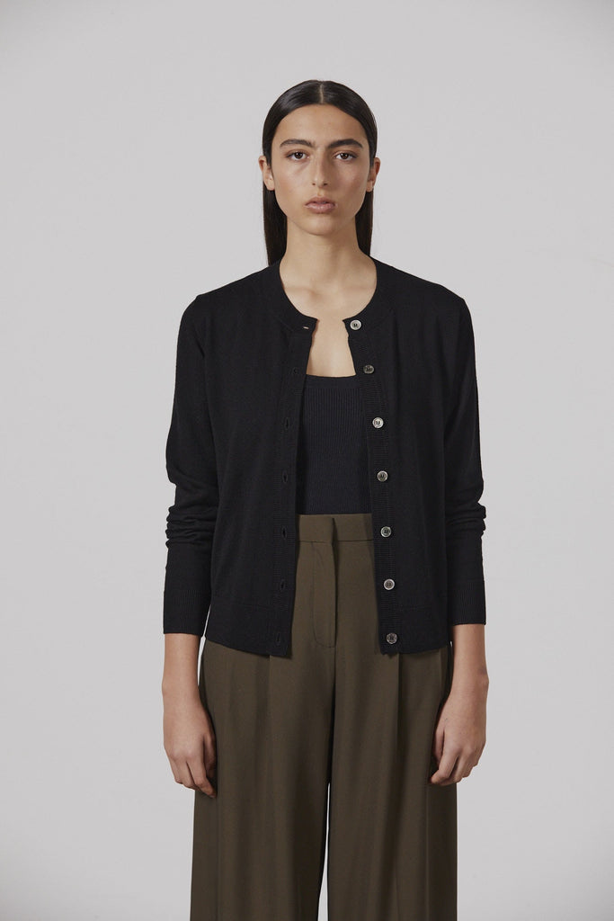 Sylvia Merino Cardigan | Black Sweaters XS,S,M,L Laing
