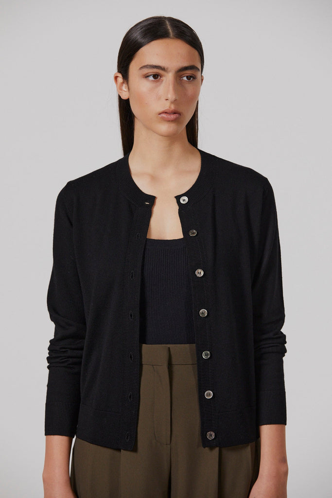 Sylvia Merino Cardigan | Black Sweaters XS,S,M,L Laing
