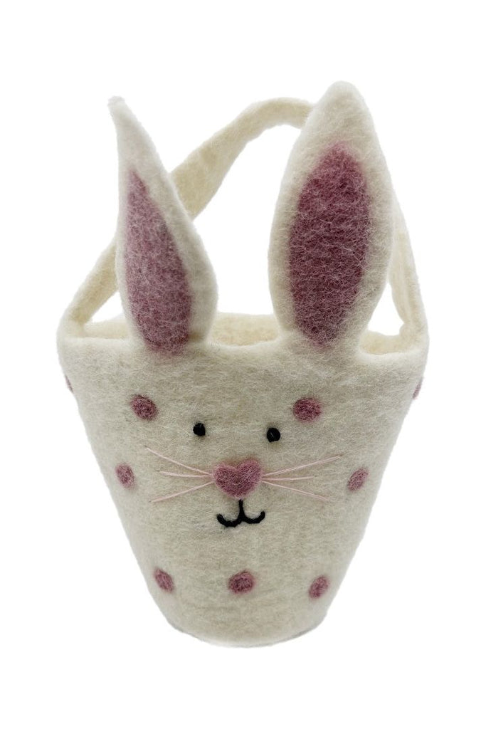 Spotty Bunny Basket | White Easter Pashom