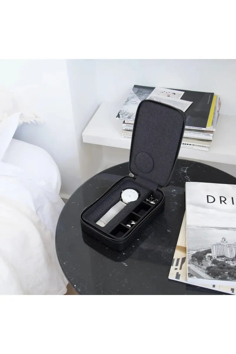 Stackers Watch Cufflink Travel Box Black Crisp Home Wear