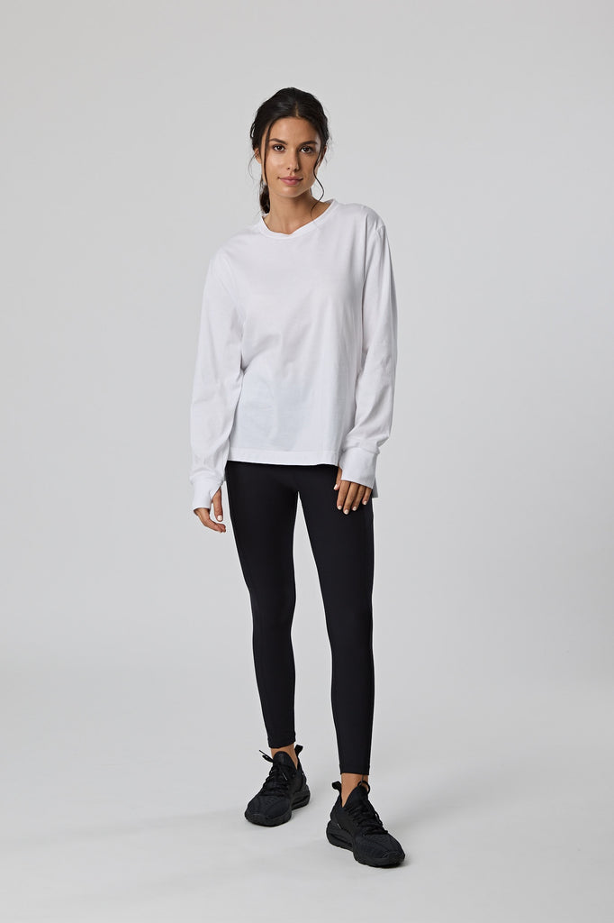 Marlow Long Sleeve eco tee White, Relaxed fit
