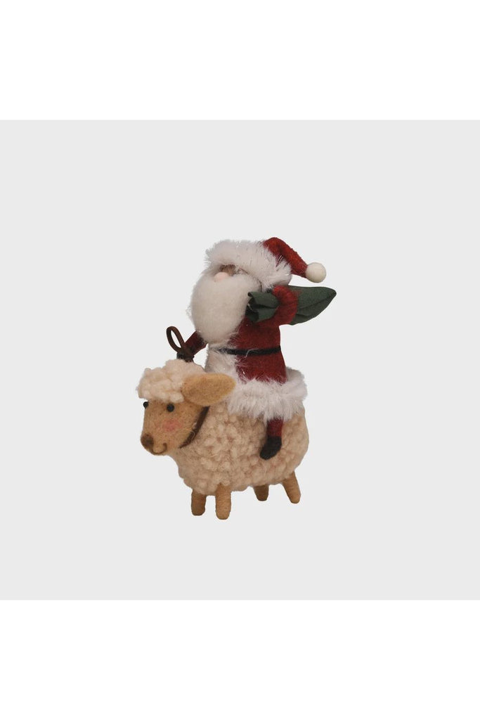 Free Standing Felt Santa Riding On A Sheep Christmas Decorations May Time