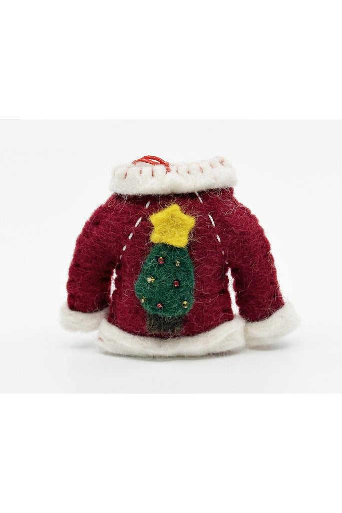 Pashom Hanging Felt Christmas Decoration Xmas sweater with a Christmas Tree on the Front