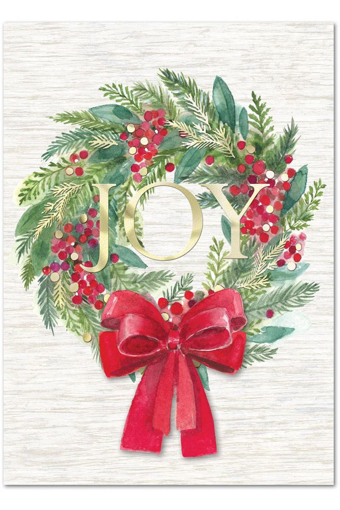 Punch Studio Christmas Card Joy Wreath Crisp Home and Wear