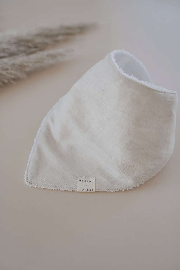 Linen/Towelling Dribble Bib | Oatmeal Baby Clothing Boston + Forest