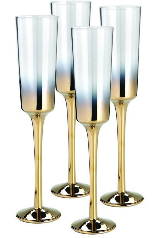 Cariso Gold Champagne Flute | Set of 4 Stemware Nel Lusso