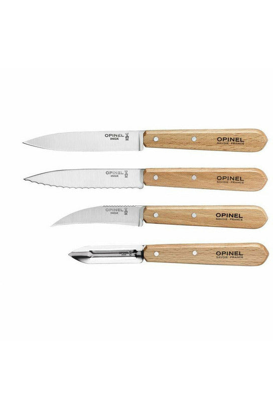 Kitchen Essential 4 Piece Knife Set in Natural Wood Kitchen Tools + Utensils Opinel