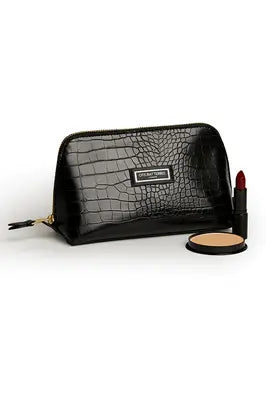 Large Beauty Makeup Bag | Black Croc Makeup + Toiletry Bags Otis Batterbee
