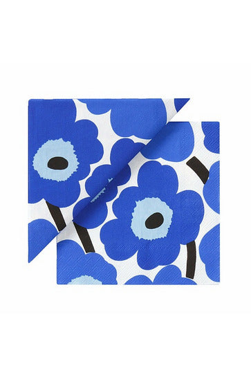 Paper Napkin | Marimekko Unikko Blue | 2 Sizes Paper Napkins Cocktail,Luncheon IHR