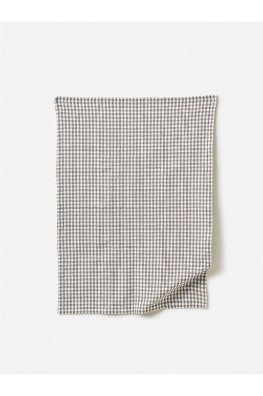 Gingham Washed Cotton Tea Towel | Grey Tea Towels Citta Essentials