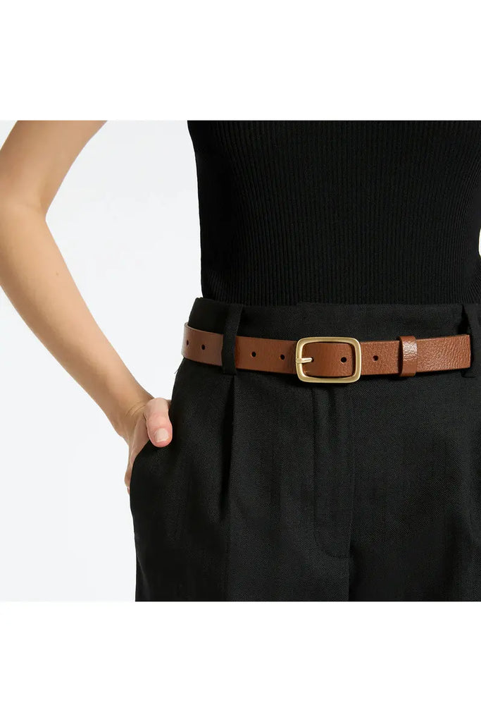 Nobody's Fault  Belt | Tan + Gold Womens Belts Small/Medium,Medium/Large Status Anxiety